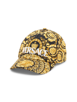 Versace Barocco Print Baseball Cap In Black Gold