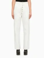 Des Phemmes High Waist Wide Leg Denim Jeans In White