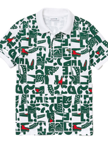 Lacoste Kids' Polo With All-over Logo In Verde