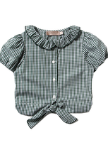 La Stupenderia Kids' Checked Blouse In Verde