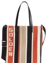 Golden Goose California North/south Canvas Tote In Navy/ Brick/ Beige/ White