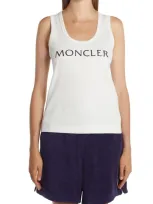 Moncler Logo Cotton Rib Tank Top In White