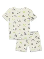 Bellabu Bear Kids' Panda Bear Fitted Two-piece Short Pajamas