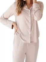 Cozy Earth Long Sleeve Knit Pajama Top In Blush