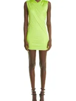 Versace Draped-effect Minidress In Acid Lime