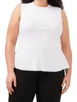 Halogen Ribbed Peplum Tank Top In Bright White