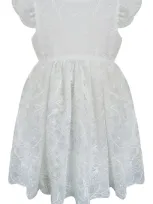 Popatu Babies' Lace Flutter Sleeve Dress In White