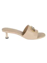 Balenciaga Groupie Leather Mules In Beige