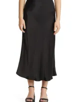 Max Mara Blando Satin Slip Skirt In 005 Black