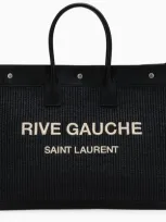 Saint Laurent Rive Gauche Black Canvas Tote Bag