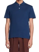 Sandro Beach Linen Polo In Dark Navy