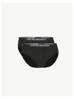 Emporio Armani Mens Black Pack Of Two Slim-fit Stretch-cotton Briefs S