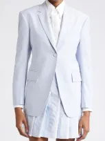 Thom Browne Single-breasted Cotton Blazer In Light Blue