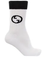 Gucci Slogan-intarsia Cotton Socks In White