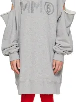 Mm6 Maison Margiela Kids Gray Cutout Hoodie In Mm01b M6910 Grey