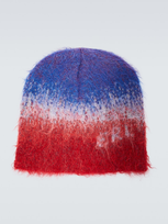 Erl Striped Mohair And Wool-blend Beanie In Multi,blue