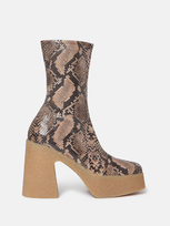 Stella Mccartney Skyla Alter Python Chunky Platform Ankle Boots In Coffee