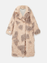 Stella Mccartney Tree Bark Print Long Teddy Coat In Oat/clay