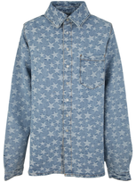 Erl Unisex Denim Jacquard Overshirt Woven In Blue