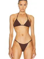 Éterne Exclusive Thea Triangle String Bikini Top In Brown