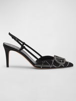 Valentino Garavani Vlogo Studded Evening Slingback Pumps In 249 Nero/black Di