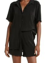 Open Edit Plissé Short Pajamas In Black