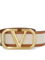 Valentino Garavani Vlogo Signature Belt In Beige Brown