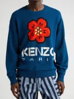 Kenzo Boke Flower Intarsia-knit Jumper In Blue