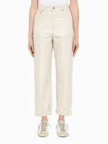 Golden Goose Ivory Coated Jeans In Yellow Cream