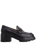 Tod's Black Leather Lugged Loafers