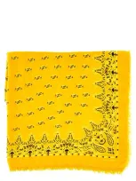 Saint Laurent Paisley Cashmere-blend Bandana Scarf In Yellow