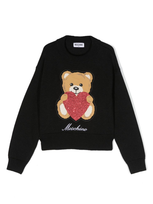 Moschino Kids' Intarsia-knit Logo Jumper In Black