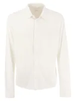 Majestic Deluxe Cotton Long Sleeve Shirt In White