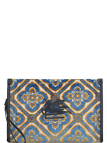 Etro Jacquard Fabric Clutch In Blue