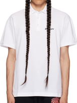 Palm Angels White Embroidered Polo In White Black