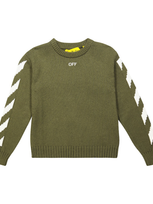 Off-white Kids' Logo Cotton Sweater In Military Wh