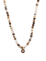 Sydney Evan 14kt Yellow Gold Evil Eye Beaded Necklace In Brown