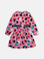 Stella Mccartney Kids' Logo Tape Dot Print Dress In Pink Multicolour