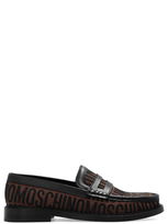 Moschino Allover Logo Printed Loafers In Multi