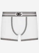 Dolce & Gabbana Regular-fit Two-way Stretch Jersey Boxers With Dg Logo In Grey