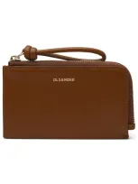 Jil Sander Brown Leather Slip Card Holder