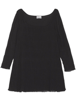 Ganni Long Sleeve Black Pleated Georgette Mini Dress