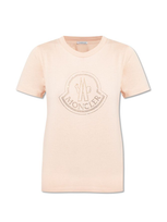 Moncler Logo Embellished Cotton T-shirt In Pink