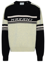 Isabel Marant Intarsia Knit-logo Stripe-detail Jumper In Black