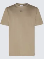 Off-white Beige And Black Cotton T-shirt In Brown