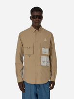 Nike Acg Dri-fit Uv  Devastation Trail  Longsleeve Shirt Khaki In Khaki/lt Iron Ore/(summit White)