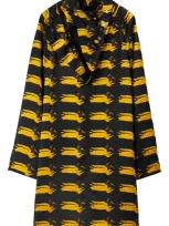 Burberry Duck Print Long Sleeve Silk Shirtdress In Pear Pattern