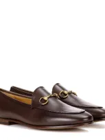 Gucci Jordaan Leather Loafers In Dark Brown