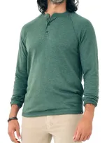 Faherty Cloud Cotton Long-sleeve Henley T-shirt (tall) In Deep Fern Heather