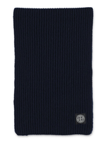 Stone Island Compass Motif Knitted Scarf In Navy